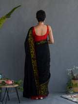 Women's Black Cotton Saree