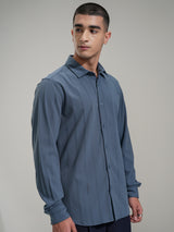 Men's Blue Casual Textured Full Sleeves Shirt