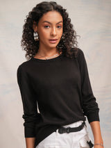 Women's Black Casual Solid Full Sleeves Sweater
