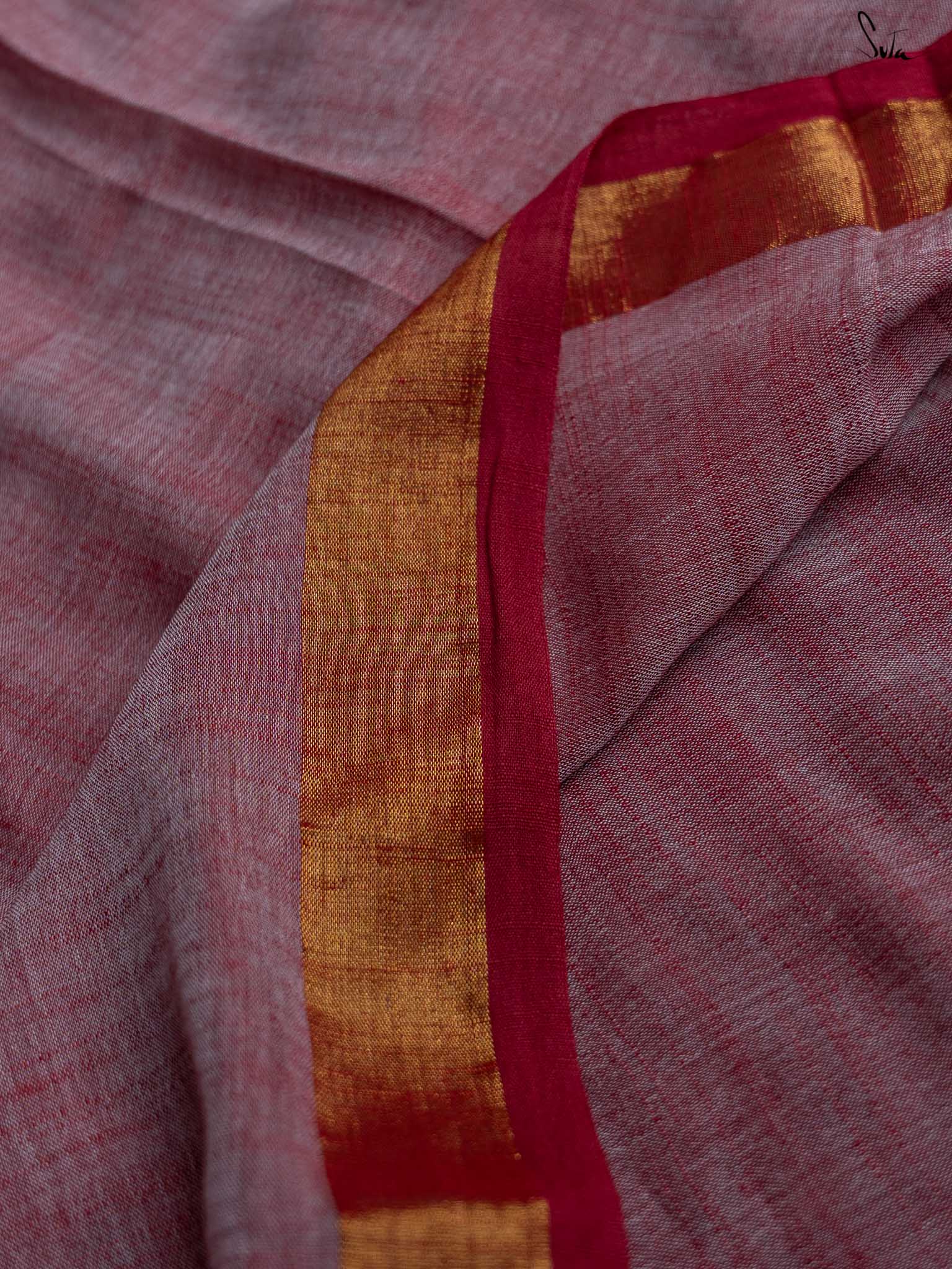 Women's Red Slub Saree