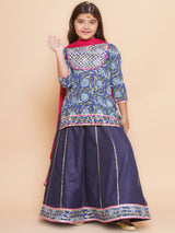 Girls Printed Ready to Wear Lehenga and Choli with Dupatta