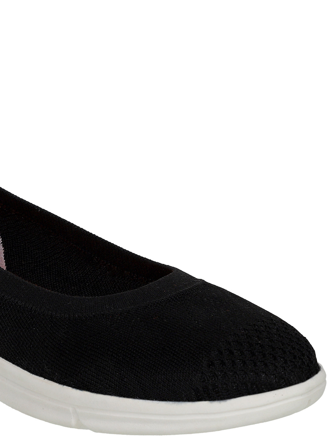 Women's Black Fly Knit Comfort Slip-On Ballet Flats