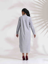 Women's Grey Casual Striped Dress