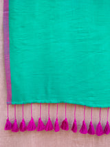 Women's Blue Cotton Blend Saree