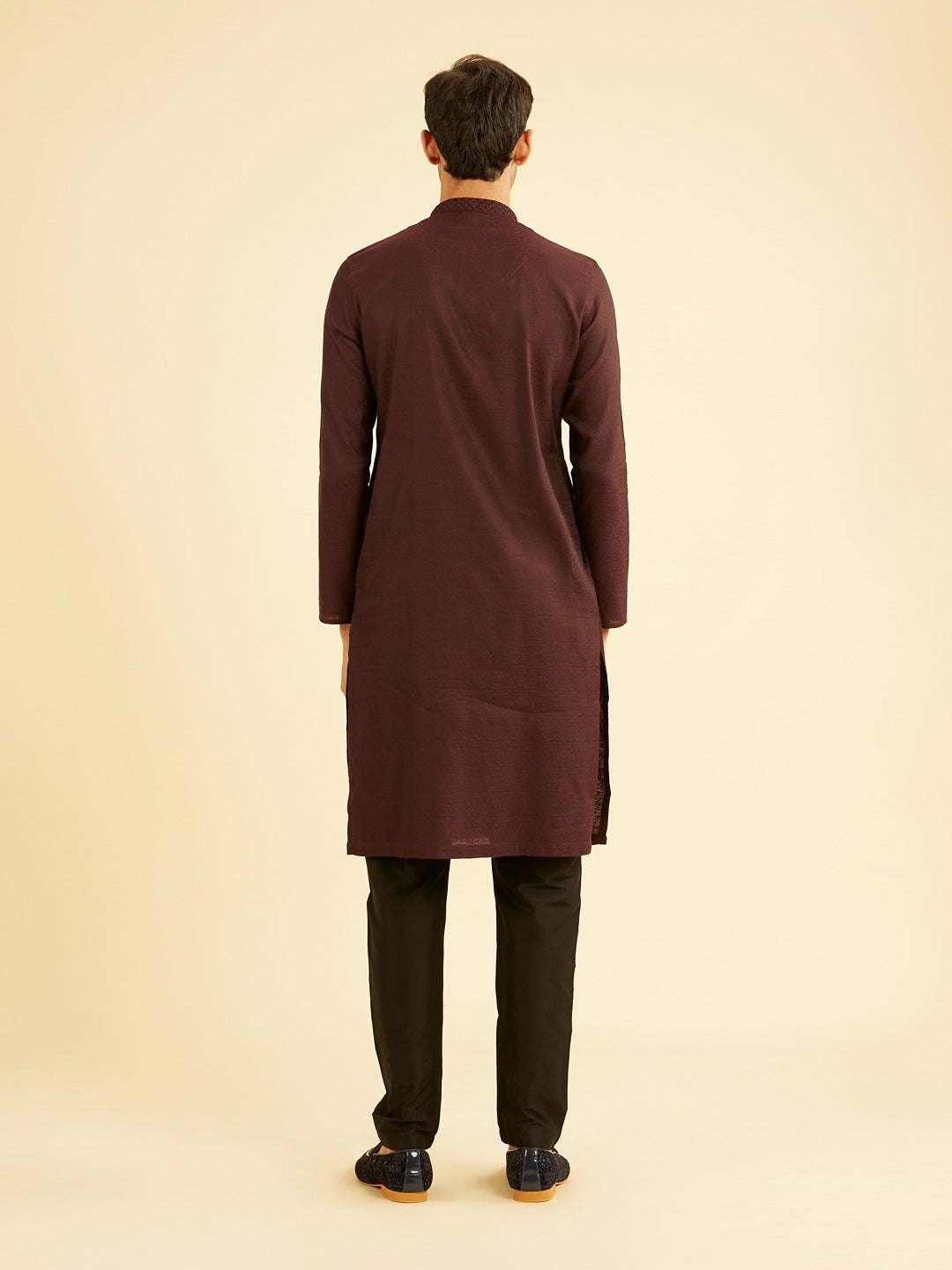 Men's Brown Ethnic Relaxed Fit Embroidered Full Sleeves Kurta Set