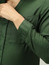 Women's Green Work Regular Fit Solid Shirt