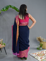 Women's Navy Pure Cotton Saree