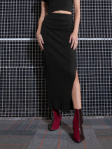 Women's Black Casual Solid Slim Fit Skirt