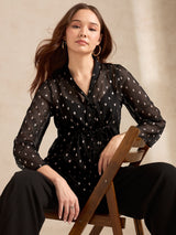 Women's Black Party Printed Full Sleeves Top
