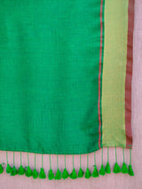 Women's Green Cotton Blend Saree