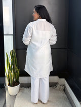 Women's White Slub Kurta