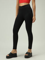 Women's Black Criss Cross Waistband Leggings