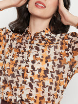 Women's Multicolor Casual Full Sleeve Printed Shirt With Cuff Sleeves