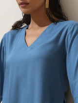 Women's Blue Casual Solid Kurta Set