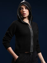 Women's Black Casual Solid Full Sleeves Sweater