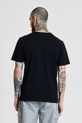 Men's Black Casual Solid Slim Fit 4-Way Stretch Half Sleeves T-Shirt