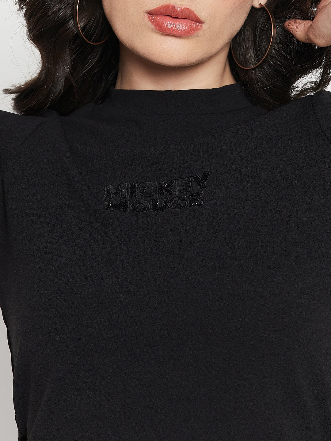 Women's Black Casual Full Sleeve Disney Top