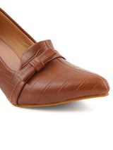 Women's Brown Casual Slip-On Heels