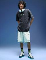 Men's Black Casual Oversized Fit Printed Half Sleeves Tshirt
