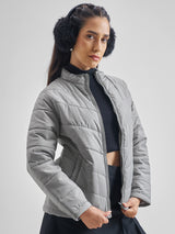 Women's Grey Casual Solid Full Sleeves Jacket