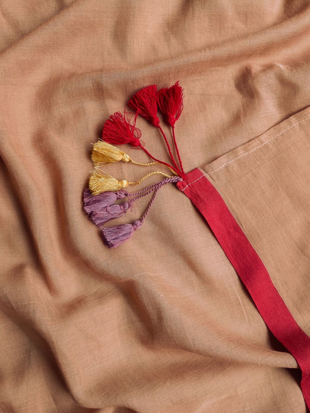 Women's Beige Mul Cotton Saree