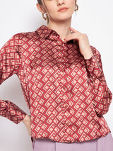 Women's Rosewood Casual Full Sleeve Printed Shirt