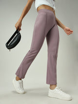 Women's Purple Casual Regular Fit Solid Trouser