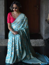 Women's Blue Silk Georgette Saree