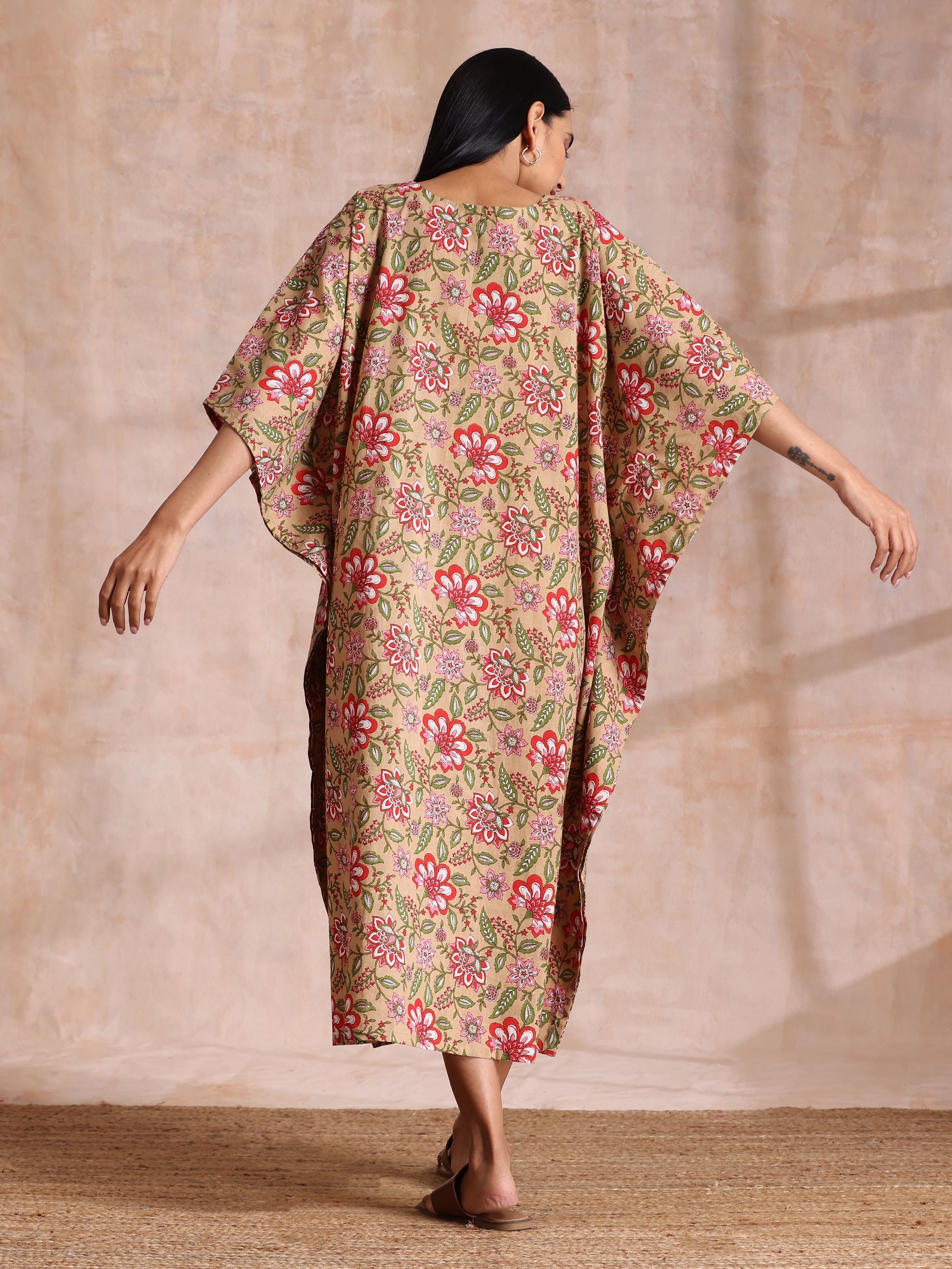 Women's Beige Casual Printed Dress