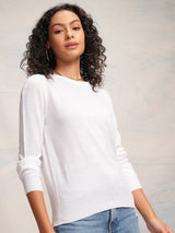 Women's White Casual Solid Full Sleeves Sweater