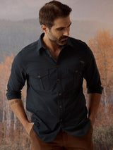 Men's Blue Casual Regular Fit Solid Full Sleeves Shirt
