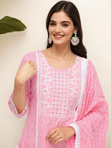 Women's Pink 3 Pieces Kurta Set