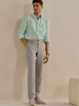Men's Green Casual Regular Fit Solid Full Sleeves Shirt