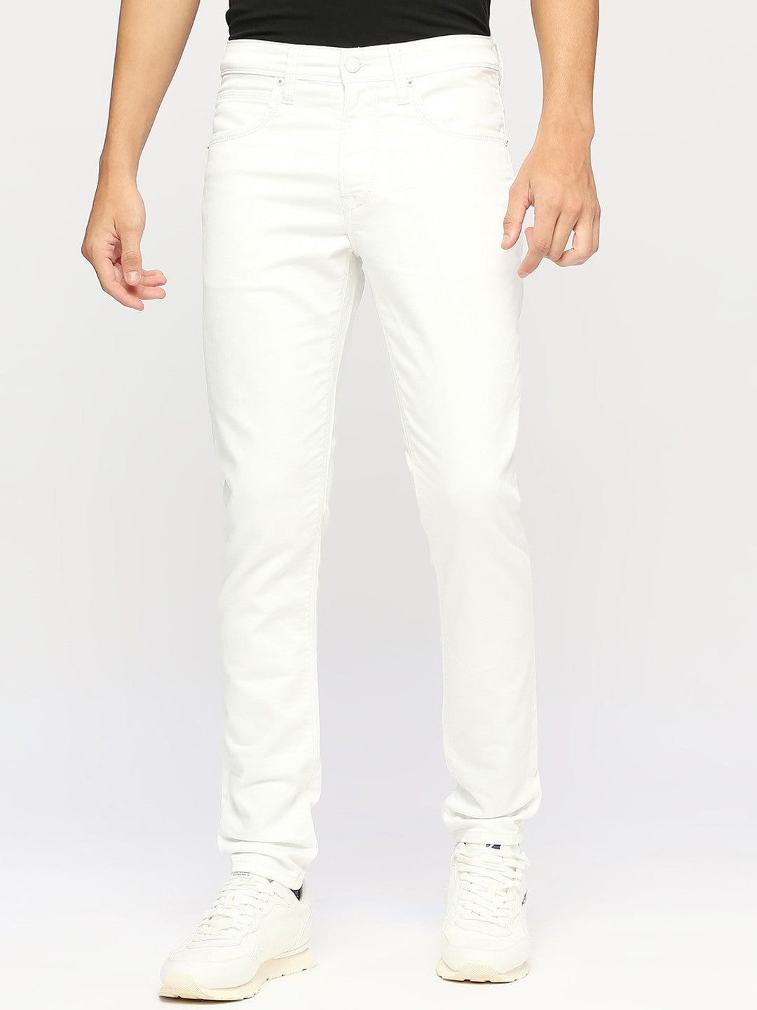 Mens White Slim Stretchable Jeans