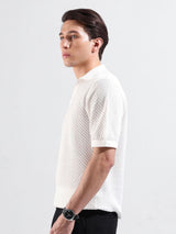 Men's White Casual Slim Fit Solid Half Sleeves Tshirt