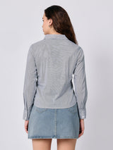 Women's Grey Cropped Fitted Shirt