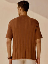 Men's Brown Casual Regular Fit Solid Half Sleeves Shirt