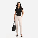 Women's Beige Formal Solid Pant