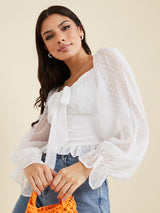Women's White Casual Regular Fit Solid Full Sleeves Top