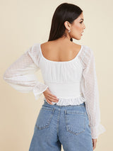 Women's White Casual Regular Fit Solid Full Sleeves Top