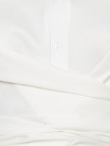 Women's White Wrap Over Tie Waist A-Line Midi Dress