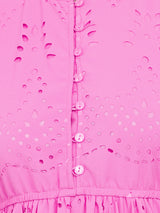 Women's Pink Casual A-Line Shirt Collar Half Sleeves Midi Dresses