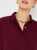 Women's Red Casual Regular Fit Solid Full Sleeves Shirt