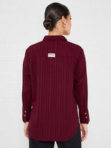 Women's Red Casual Regular Fit Solid Full Sleeves Shirt