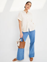 Women's White Casual Regular Fit Solid Half Sleeves Shirt