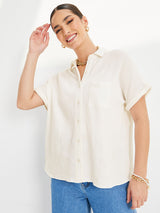 Women's White Casual Regular Fit Solid Half Sleeves Shirt