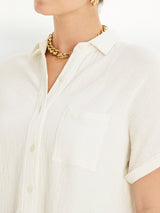 Women's White Casual Regular Fit Solid Half Sleeves Shirt