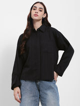 Women's Casual Regular Fit Solid Full Sleeves Shirt