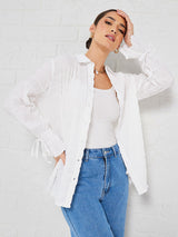 Women's Casual Regular Fit Solid Full Sleeves Shirt