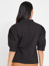 Women's Black Casual Regular Fit Solid Half Sleeves Shirt